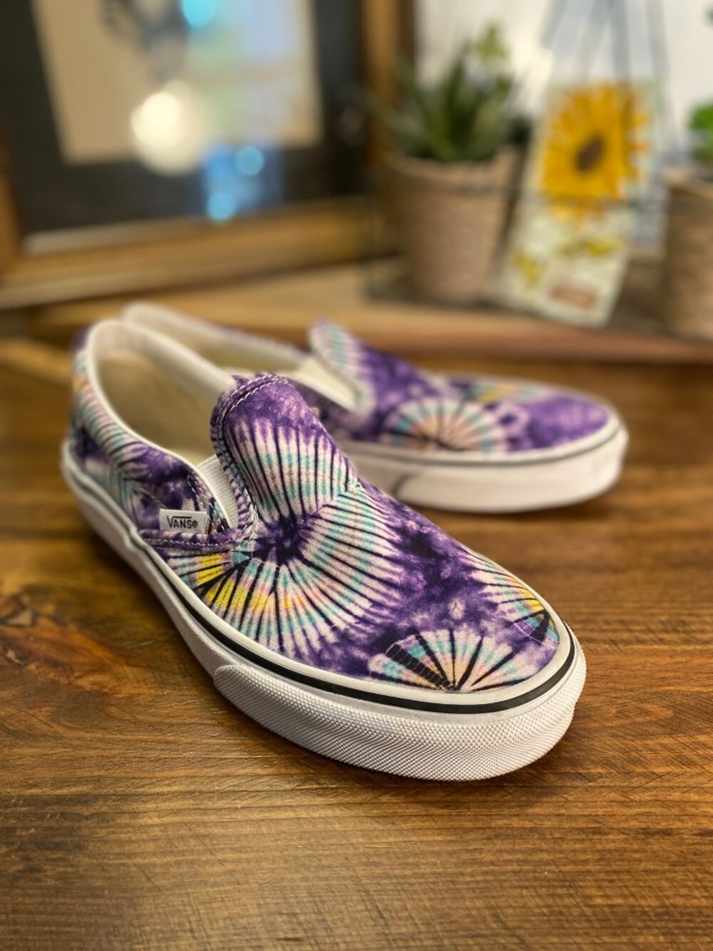 VANS Classic Slip-On Sneakers | Purple Tie-Dye | Canvas Shoes | Women's 6.5